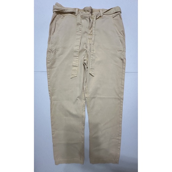 Lauren Conrad High Rise Straight Ankle Faded Yellow Cropped Pants with Belt 14 - Picture 2 of 8